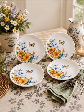 Studio Nova Butterfly Garden Dinner Plates Set of 4 10.5” Floral Cottagecore